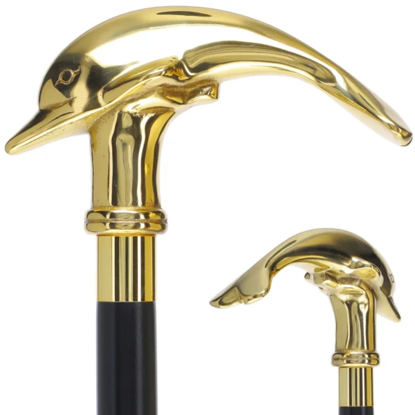 Brass Dolphin Walking Stick Cane