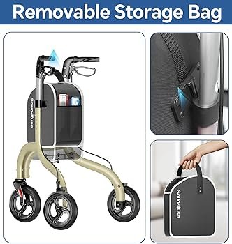 Soundfuse 3 Wheel Walkers for Seniors with Height Adjustable Champagne