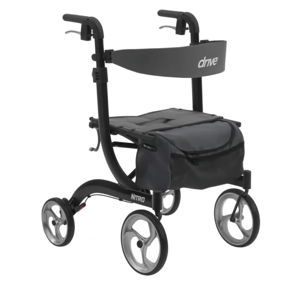 Drive Medical Nitro Sprint Foldable Rollator Walker with Seat Black